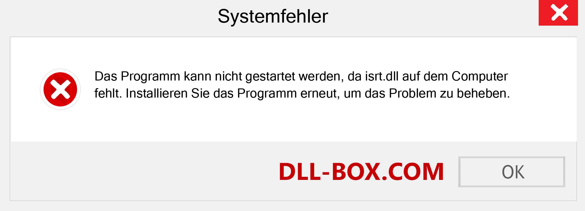 isrt.dll-Datei fehlt?. Download für Windows 7, 8, 10 - Fix isrt dll Missing Error unter Windows, Fotos, Bildern