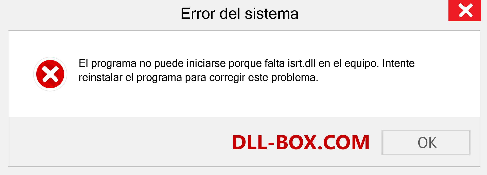 ¿Falta el archivo isrt.dll ?. Descargar para Windows 7, 8, 10 - Corregir isrt dll Missing Error en Windows, fotos, imágenes